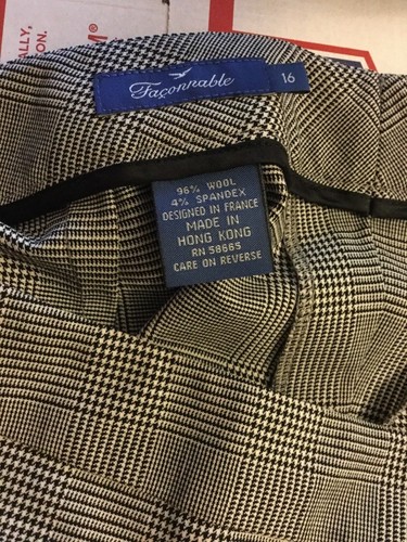 NUOVO Faconnable Pantaloni eleganti donna lana Glen a quadri piatto davanti - 16 - Foto 5 di 5