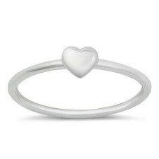 Heart Ring Genuine Sterling Silver 925 Rhodium Plated Face Height 4.6 mm Size 9
