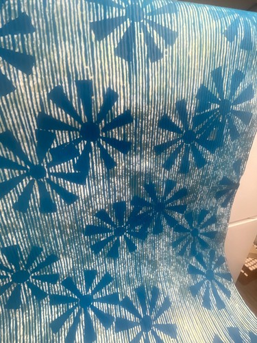 vintage 1960s 50s funky fun starburst wallpaper flocked mcm retro disco blue - Picture 3 of 23