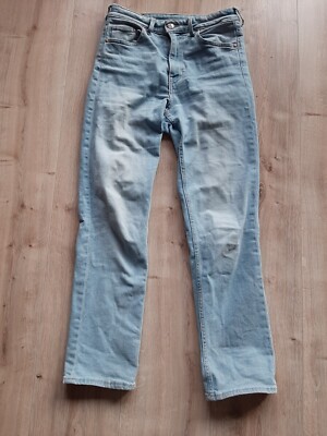 H&M Straight High Waist Ankle Jeans Gr. 34 Hellblau Jeanshose 