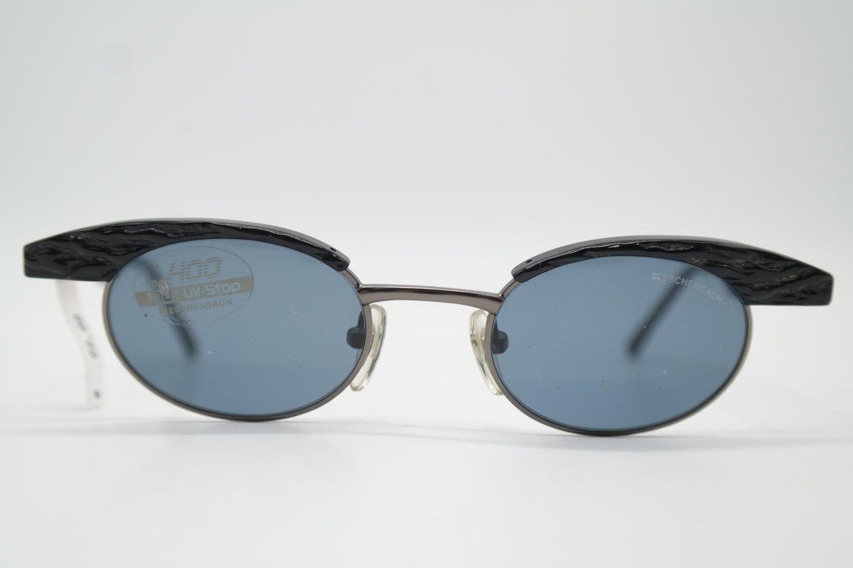 Occhiali Da Sole Vintage Eschenbach 4485 Neri Argento Ovali