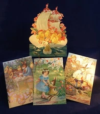 OLD WORLD CHRISTMAS MERCK FAMILY EASTER GREETING CARDS & B. SHACKMAN STAND-UP