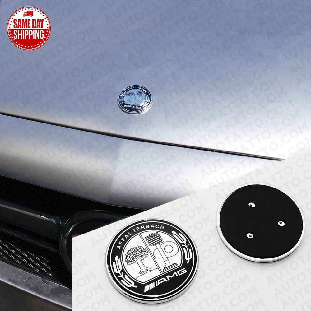 Universal Mercedes Sport Black Hood Laurel Adhesive Badge Logo