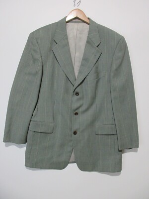 BOSS HUGO BOSS ストライプ スーツ42R Sz 42R Hugo Boss Green Blazer Mens Wool Sportcoat 3-Button Jacket