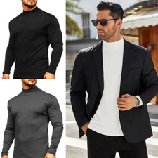 Mens Mock Turtleneck T-Shirt Long Sleeve Warm Pullover Basic Shirt Undershirt 