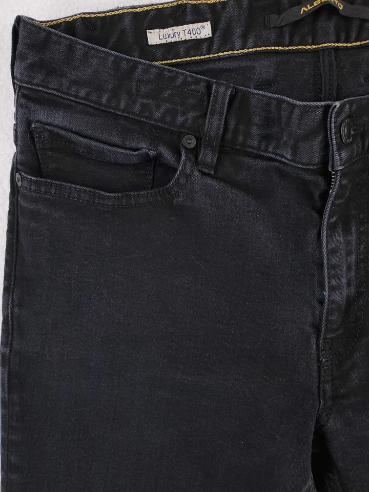 Pantalones de mezclilla elásticos canadienses Alberto Jeans para hombre 32x32 negros ajustados rectos de lujo T400 Foto 3 de 4