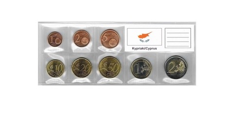 5 Look 1-K7ES-ZYP coin pockets Cases EURO-course-coins-sets + Cyprus Flags - Picture 2 of 6