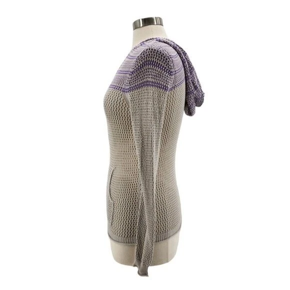 Sudadera con Capucha Juicy Couture Gris Púrpura Ajustada Tejido Abierto Suéter Para Mujer Mediana Foto 3 de 4