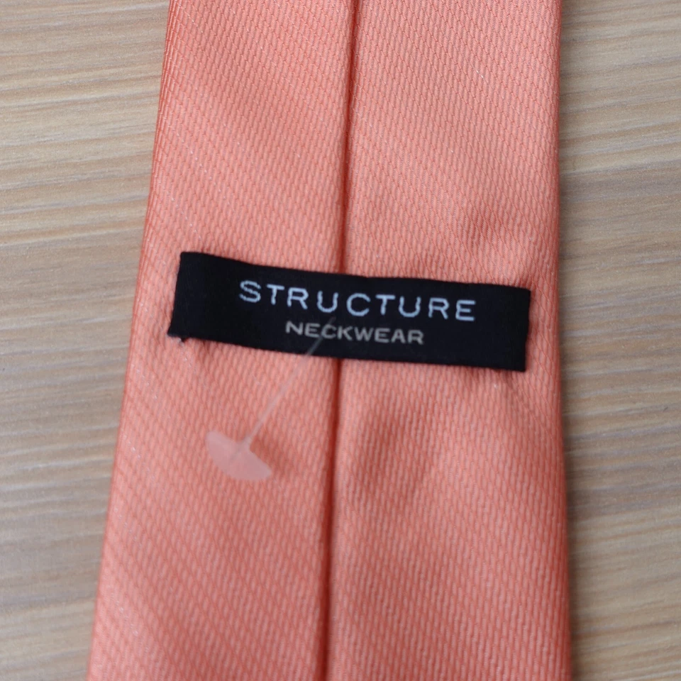 Gravata masculina de tecido rosa pêssego gravata de casamento estrutura formal - Imagem 4 de 4