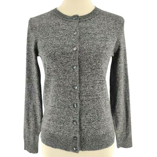 Karen Scott Womens Gray Heather Long Sleeve Crew Neck Cardigan Sweater Size PS - 第 2/9 張圖片