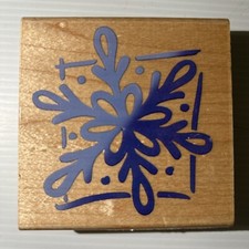 VTG 1999 STAMPENDOUS Large SNOWFLAKE Square Q 074 RUBBER STAMP Medium