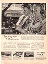 1943 WW 2 AD CURTISS WRIGHT  Cyclone B-17 Engines Cockpit View  061822