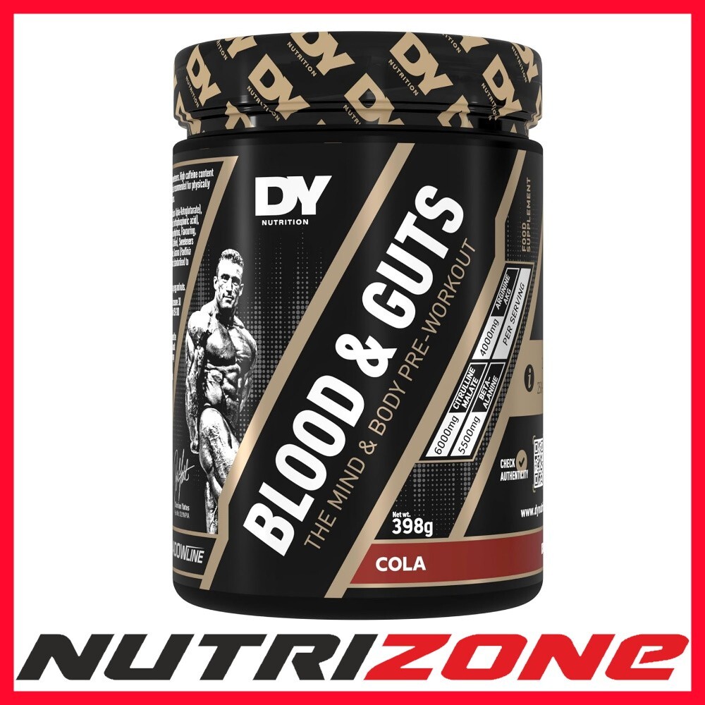 Dorian Yates Blood and Guts Pre Workout Citrulline Alanine AAKG, Cola 398g