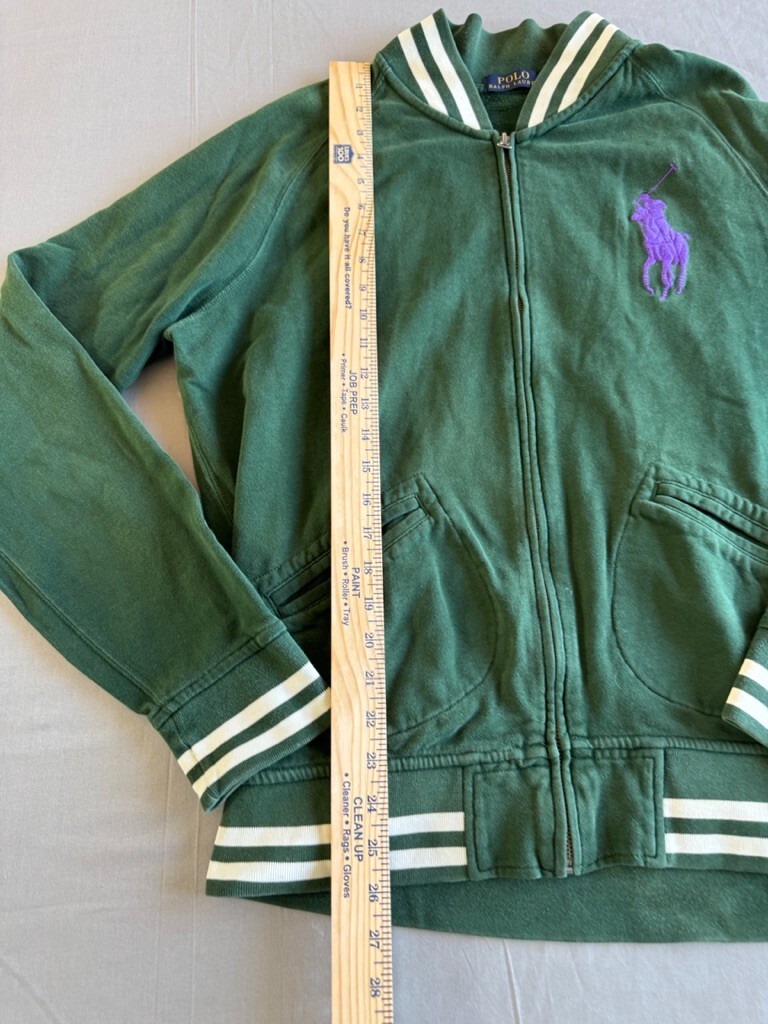 Giacca Polo Ralph Lauren grande verde viola grande pony full zip pista uomo tasche