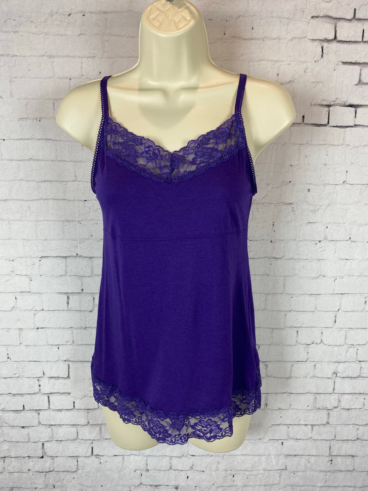 Elle Must Have Tank XS Women's Top Purple Lace Trim Lightweight Cami (J69)  | eBay