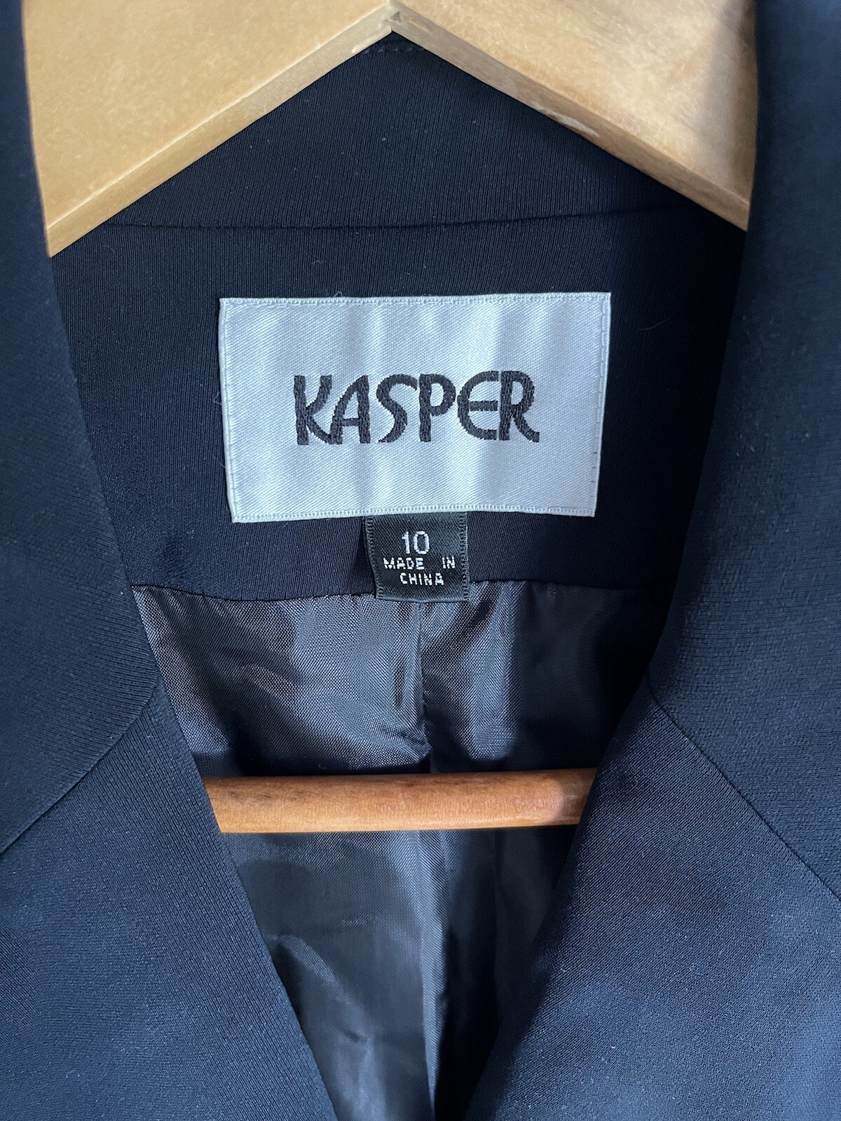 Kasper Solid Navy Blue Collared Button Lined Blaz… - image 7
