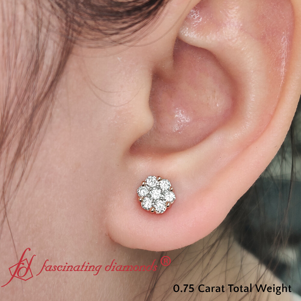 3/4 Ctw Round Cut Lab Created Diamond 7 Stone Flower Two