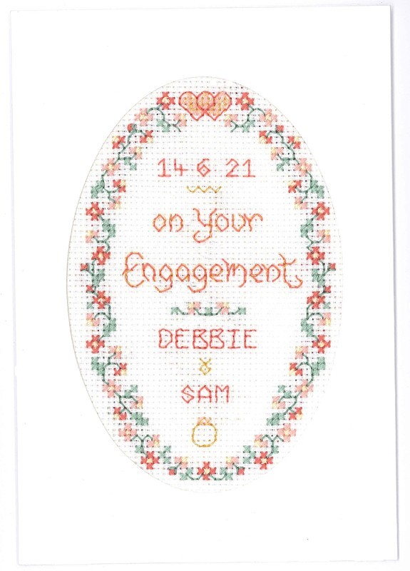 Engagement card - Complete Cross Stitch Kit on 16 aida - COLOUR chart