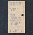Ancien ticket Paris métro RATP 1920 JAURES 15881 Metropolitain 16