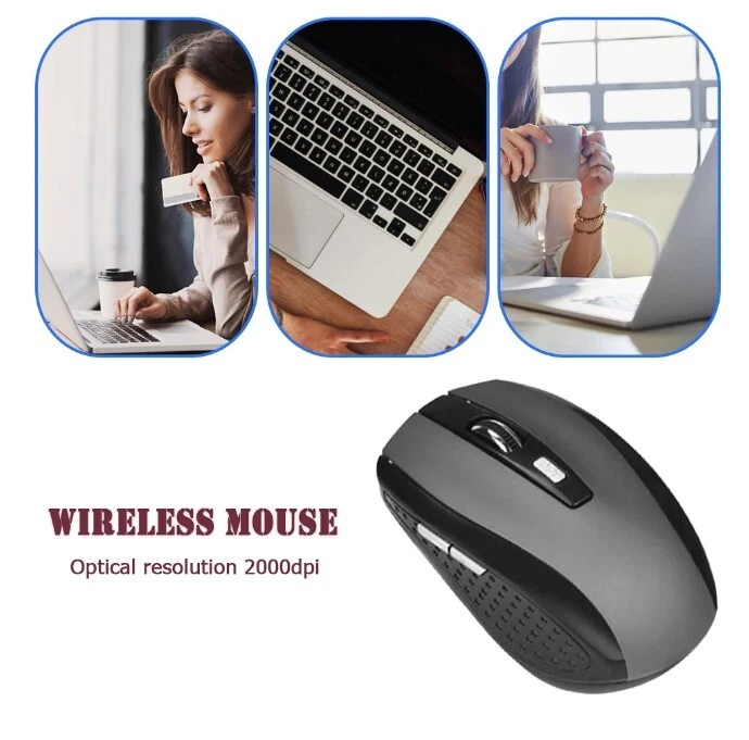 2.4GHz Wireless Optical Mouse Mice & USB Receiver For PC Laptop Computer DPI USA - Image 2 of 4