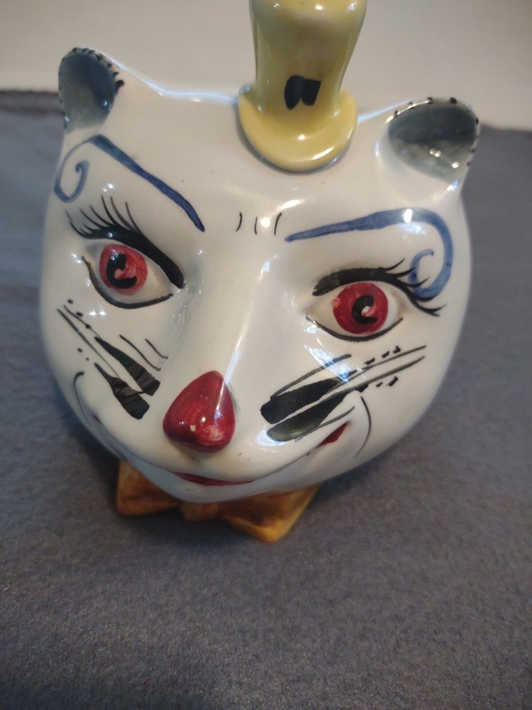 Vintage Hand Painted Cat Head Bank, Made In Italy Whimsical Unique Gift