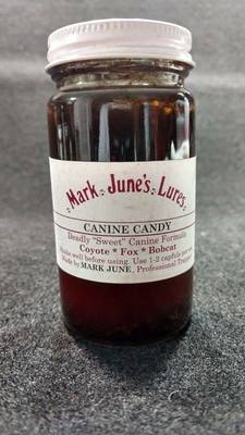 MARK JUNE'S CANINE CANDY 4 OZ JAR, COYOTE, FOX, WOLF LURE, FOOD LURE