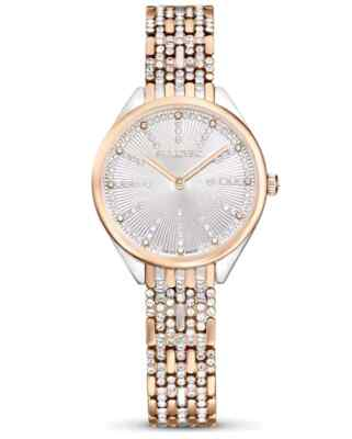 #ad SWAROVSKI Attract Watch Swiss Made Pavé Crystal bracelet Gold tone Champagne $184.95