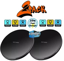 2 PACK Wireless Fast Charger Charging Pad FOR Samsung iPhone Android Mobile