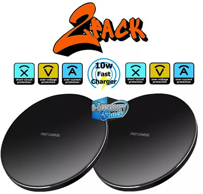 2 PACK Wireless Fast Charger Charging Pad FOR Samsung iPhone Android Mobile