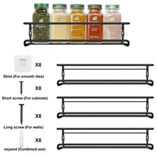 Set of 4 Wall Mounted Spice Rack Organizer Spice Jar Holder for Cabinet Door