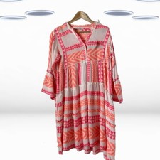 Ex Joop  Gypsy Women's Mediterranean Dress in Neon Pink Orange Defect 
