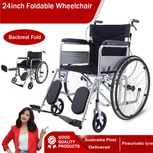 24" Foldable Wheelchair Elderly and Disabled Self Propelled Soft Mobility Aid - Picture 12 of 14