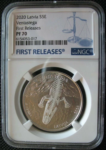 Latvia 5 Euro 2020 Silver Proof Coin Ventastega (Glow) NGC PF70 First Releases