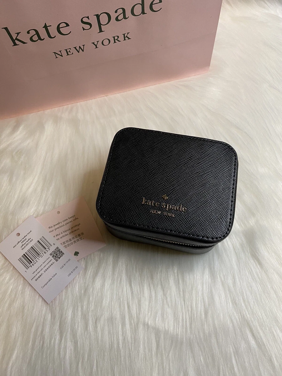 Kate Spade Staci Travel Jewelry Holder Saffiano Leather Black K8066 New