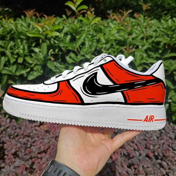 Nike Air Force 1 Custom Shoes 'Red Orange Black Cartoon' Art
