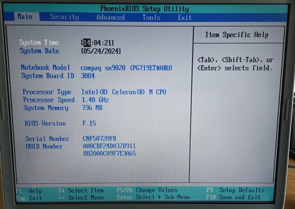 Compaq NX9020 Laptop 15" 736MB 40GB Windows XP SP3 SP4 DA0KT2MB6E0 371793-001 - Image 4 of 4