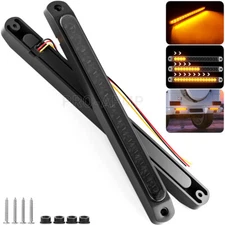 2x Smoked Amber Flowing Truck Trailer Light Bar 15LED DRL Turn Signal Lights