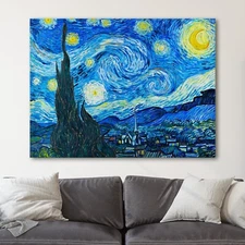 A Starry Night by Van Gogh Famous Paintings Impressionism Canvas Wall Art Print