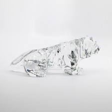 Baccarat France Crystal Tiger Crouched With Back Legs Down Figurine