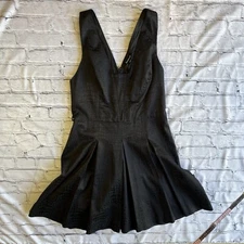 Y2K Bebe Dress Fit & Flare Size 8 Sleeveless Pleated Goth Textured Party Emo