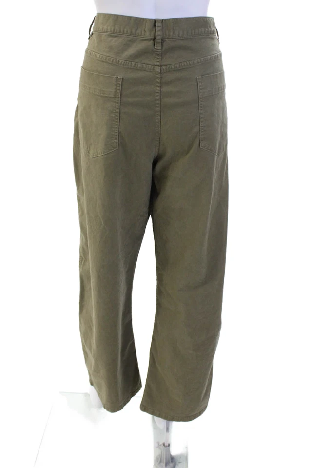 Pantalones chinos Nili Lotan para mujer verde militar botones algodón elástico talla 10 Foto 3 de 4