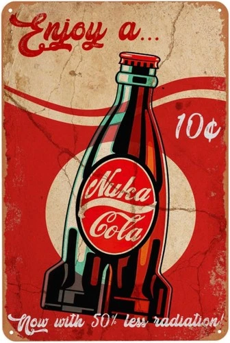Vintage Nuka Cola Tin Metal Signs Home Décor 8x12, Retro Fallout Plaque Wall for