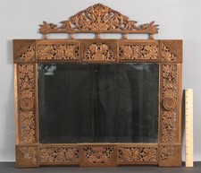 Antique Victorian Aesthetic Hall Tree Hat Coat Hanger Brass Frame Wall Mirror