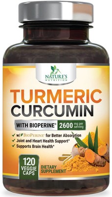 Turmeric Curcumin 2600mg w/ BioPerine Black Pepper Triple Strength Capsules