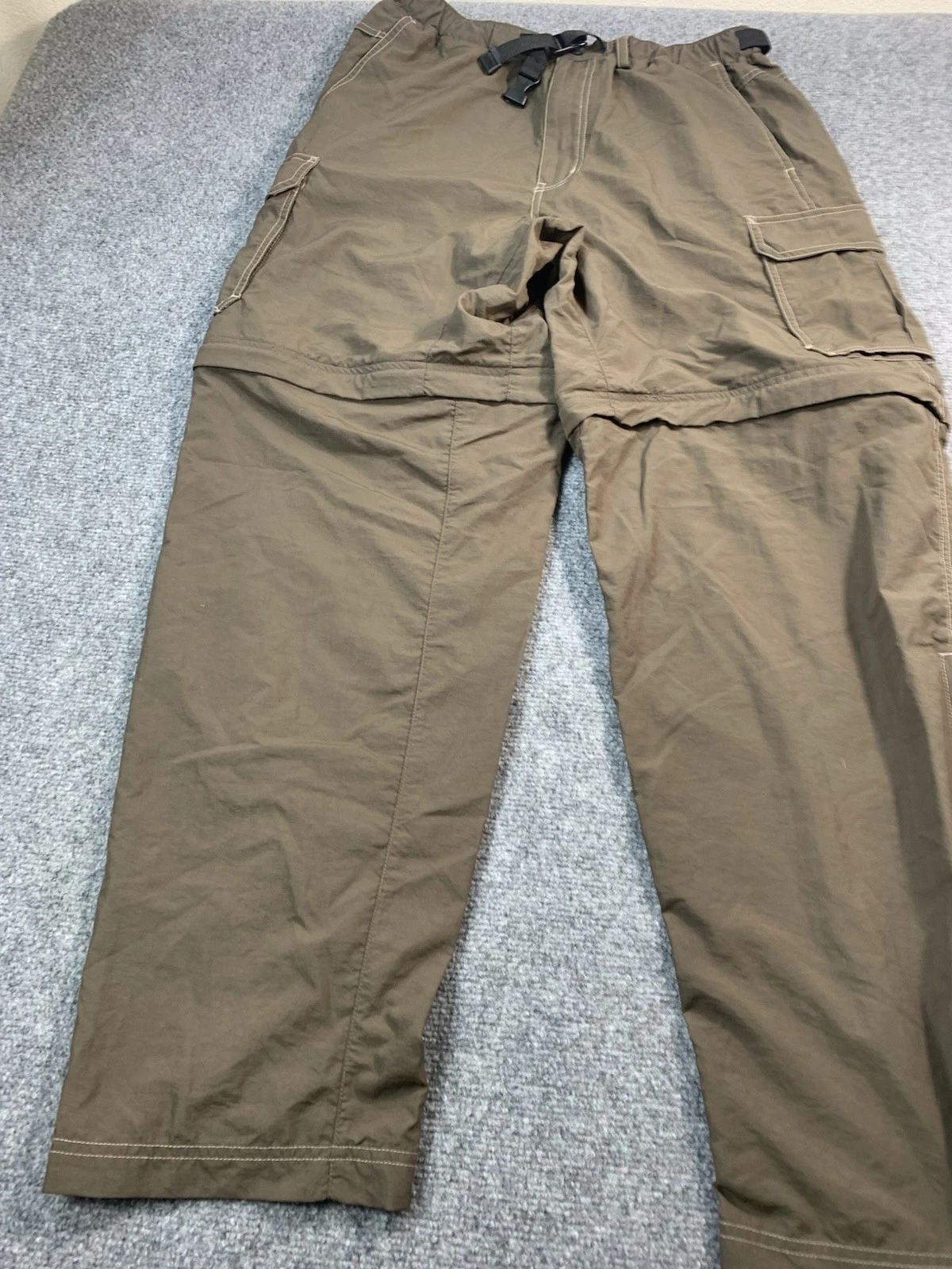 REI Pants Mens Large Brown Cargo Pockets Belt Loops Hiking Camping Convertible