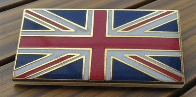 BRITISH GREAT BRITAIN UNION JACK FLAG BADGE - GOLD PLATE - MOD