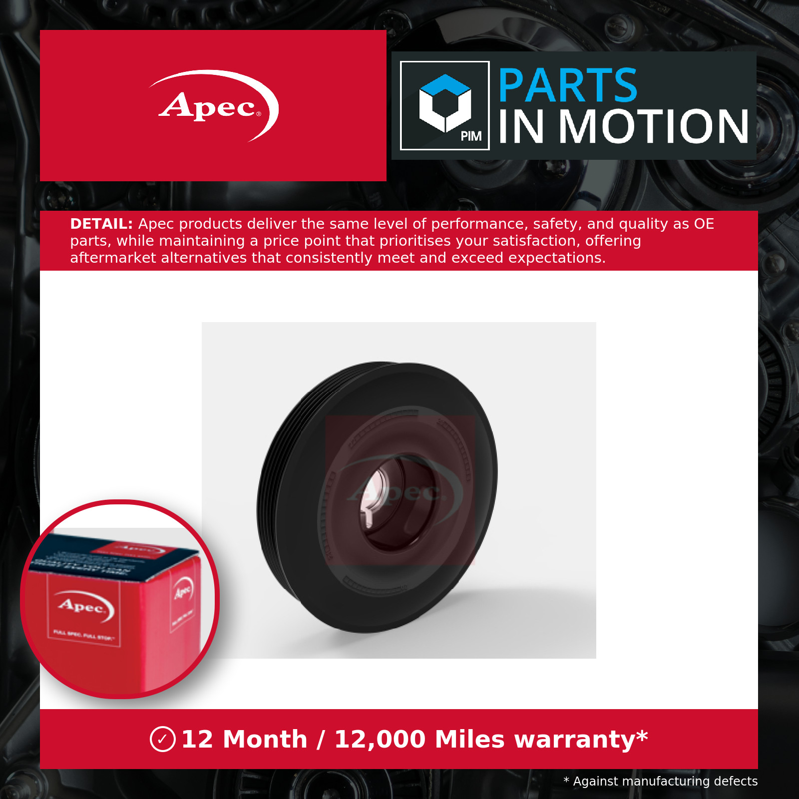 Crankshaft Pulley (TVD) fits RENAULT FLUENCE L3 1.6 1.5D 2010 on Apec Quality