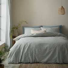Image of Pineapple Elephant Cotton Rich Woven Stripe Duvet Cover Bedding Set Blue
