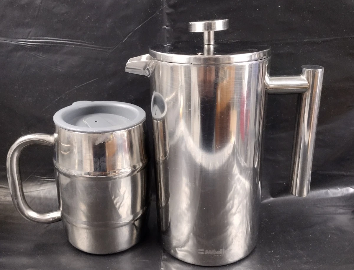 Combo of Mueller French Press Double Walled Coffee 32-oz + DBL Walled 15oz Cup
