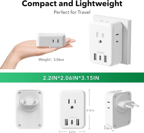 BN-LINK European Travel Plug Adapter Foldable International Plug 4 AC Outlets - 第 3/8 張圖片